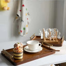 Bandeja Decorativa de Madeira Retangular com Alça