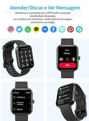 Smartwatch Relógio Inteligente, Tela HD de 1,83" Relógio Fitness com Alexa, 120 Esportes, Frequência Cardíaca e Monitoramento do Sono, IP68 à rova d'água, Compatível com Android iOS, 2 Pulseiras Preto