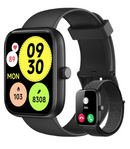 Smartwatch Relógio Inteligente, Tela HD de 1,83" Relógio Fitness com Alexa, 120 Esportes, Frequência Cardíaca e Monitoramento do Sono, IP68 à rova d'água, Compatível com Android iOS, 2 Pulseiras Preto