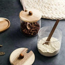 Conjunto de Potes de Vidro Tampa de Madeira