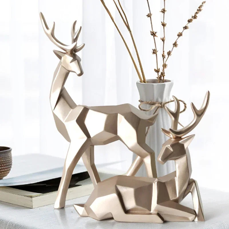 Decoração de Mesa de Resina Estátua Cervo 2 Peças