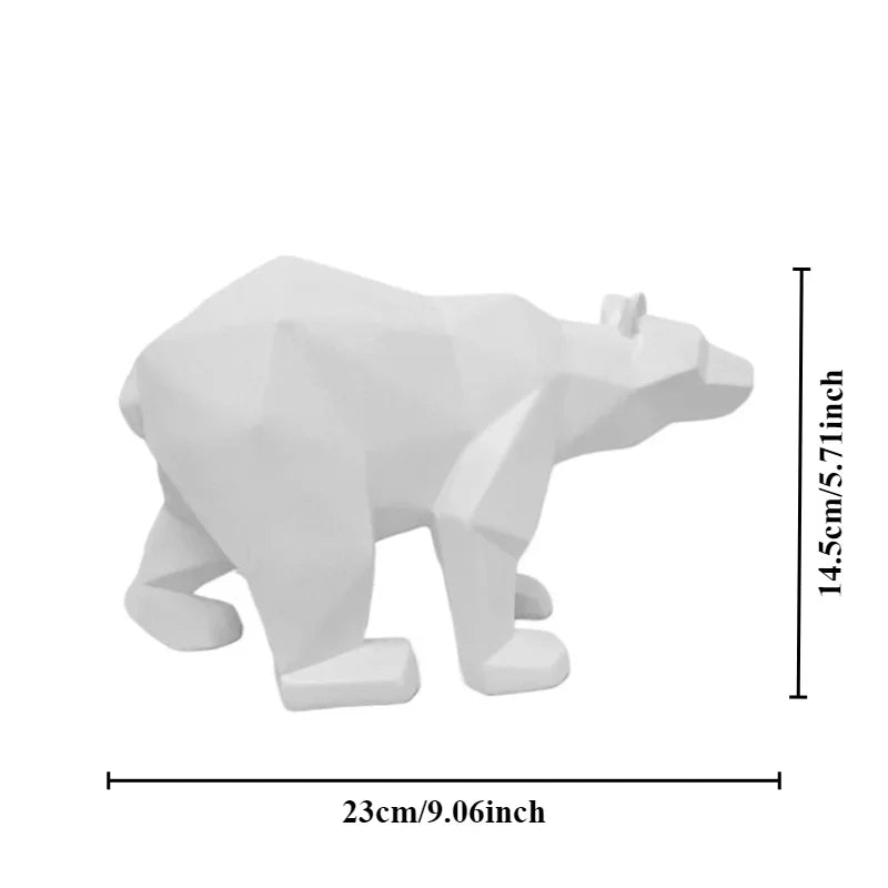 Escultura Decorativa de Urso Polar Geométrico em Resina