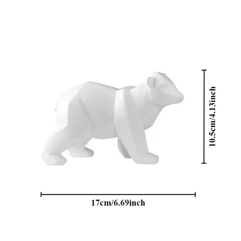 Escultura Decorativa de Urso Polar Geométrico em Resina