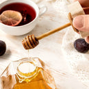 Meleira de Vidro Porta Mel com Colher e Tampa de Madeira