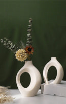 Conjunto com 2 Vasos Decorativos de Cerâmica para Sala e Mesa