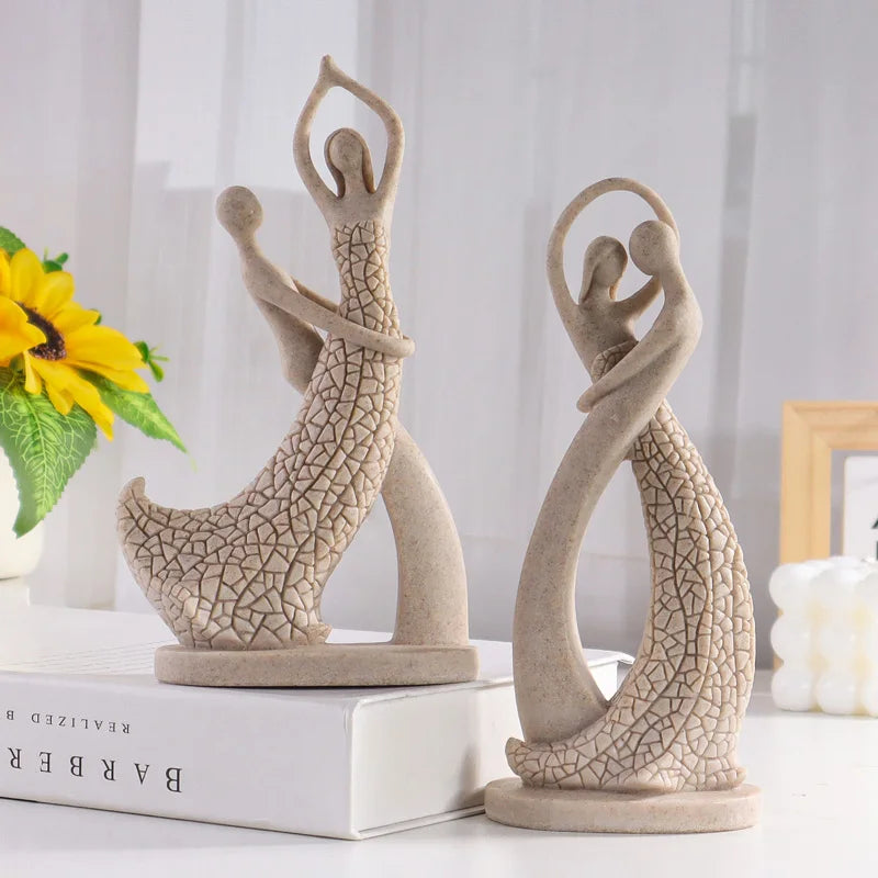 Escultura Abstrata de Casal para Mesa e Decoração Moderna