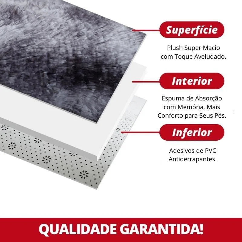 Tapete Felpudo Cinza Claro Antiderrapante para Sala e Quarto