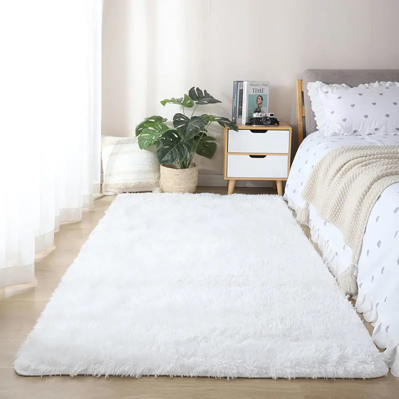 Tapete Felpudo Creme Antiderrapante para Sala e Quarto